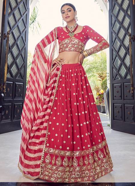 Coral Red Colour FLORALS 4 Exclusive Party Wear Heavy Work Latest Lehenga Choli Collection 9704